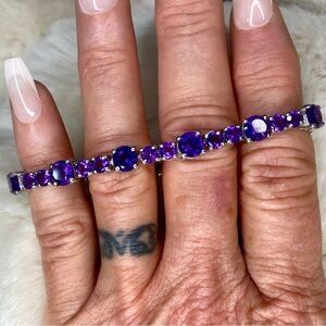 NWT African Amethyst Bracelet in Platinum Over Sterling Silver 6.50 In 12.85 ctw